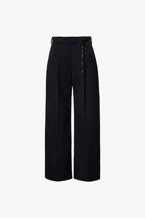 Simone Rocha Womens Puddle Pleated Wide-Leg High-Rise Woven-Blend Trousers 6