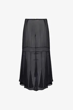 Simone Rocha Womens Sheer Frilled Silk Midi Skirt 6