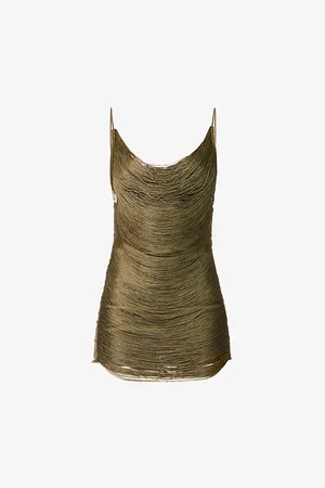 Jaded London Womens Fringed Shoulder-Straps Woven Mini Dress S
