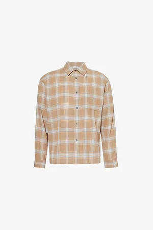 Frame Mens Plaid-Pattern Regular-Fit Woven Shirt L