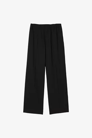 Sandro Mens Elasticated-Waist Wide-Leg Stretch Wool-Blend Trousers M