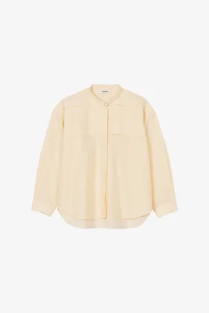 Sandro Womens Button-Embellished Pleated Cotton-Blend Shirt 6