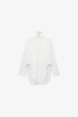 Loewe Womens Curved-Hem Relaxed-Fit Cotton-Blend Poplin Shirt 6