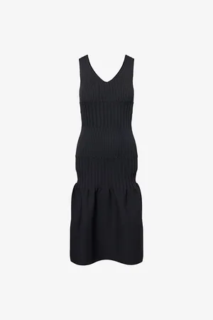 CFCL Womens Fluted V-Neck Knitted Midi Dress 1