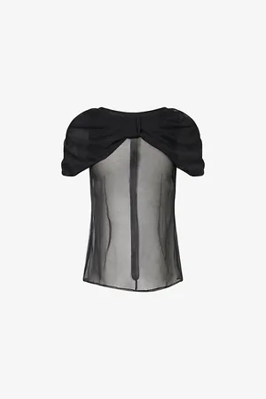 Simone Rocha Womens Bow-Embellished Sheer Silk Top 6
