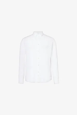 Sunspel Mens Spread-Collar Long-Sleeve Linen Shirt S