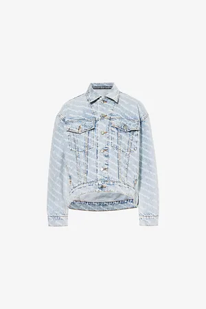 Alexander Wang Womens Falling Back Logo-Detail Denim Jacket Xs
