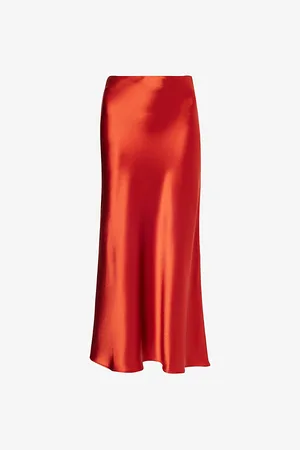 GALVAN Womens Valletta Mid-Rise Satin Maxi Skirt 12