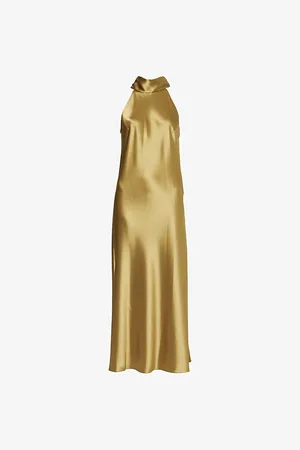 GALVAN Womens Sienna Halterneck Satin Midi Dress 6