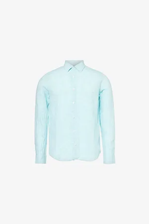 Orlebar Brown Mens Giles Long-Sleeve Linen Shirt S