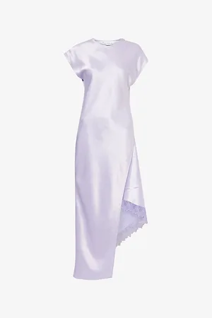 J.W.Anderson Womens Asymmetric Lace-Trim Sleeveless Satin Maxi Dress 8
