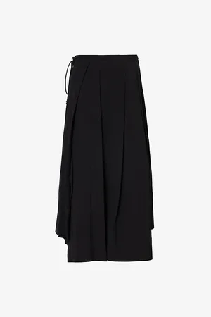 YOHJI YAMAMOTO Womens Pleated Mid-Rise Rayon-Blend Midi Skirt 2