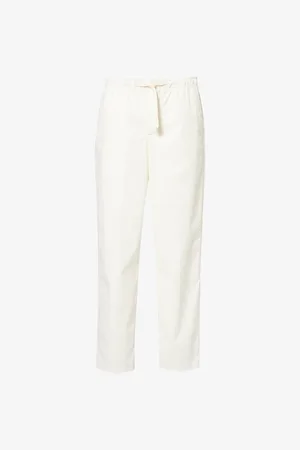 Orlebar Brown Mens Drawstring-Waistband Straight-Leg Regular-Fit Cotton-Blend Trousers 32