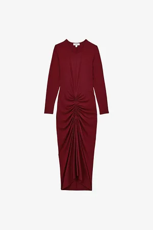 Reiss Womens Ginny Ruched Stretch-Jersey Midi Dress 4