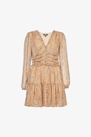 Paige Womens Florentine V-Neck Silk-Blend Mini Dress 8