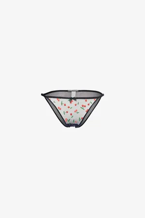 Savage X Fenty Womens Cherries String-Bikini Lace Briefs Xs