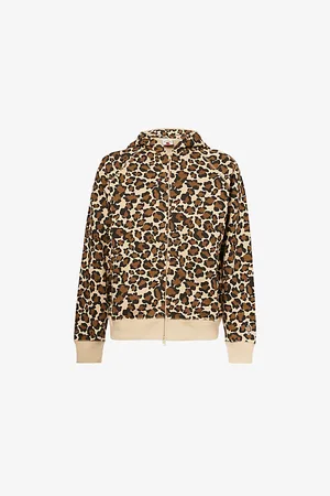 ICECREAM Mens Leopard-Print Zip-Through Cotton-Jersey Hoody S
