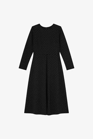 LK Bennett Womens Marim Spot-Print Long-Sleeve Stretch-Woven Midi Dress 8