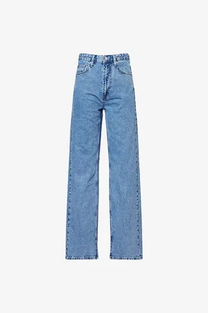 Represent Womens Split-Cuffs Brand-Patch Straight-Leg High-Rise Denim Jeans 26