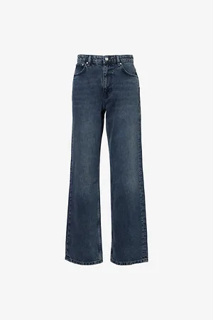 Represent Womens Brand-Patch Five-Pockets Straight-Leg High-Rise Denim Jeans 26