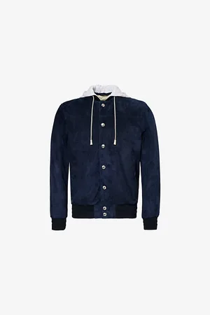 ELEVENTY Mens Hooded Suede Bomber Jacket 38
