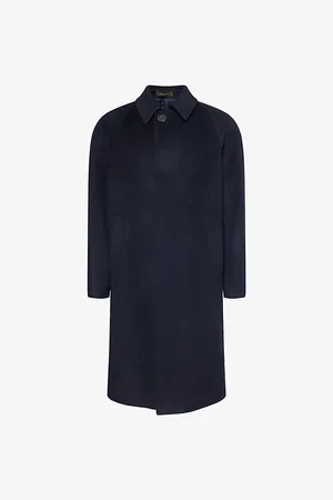 Oscar Jacobson Mens Spread-Collar Regular-Fit Wool-Blend Coat 36