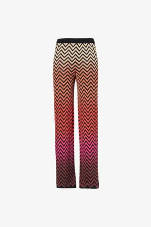 Missoni Womens Chevron-Print Elasticated-Waistband Straight-Leg High-Rise Cotton-Blend Trousers 6