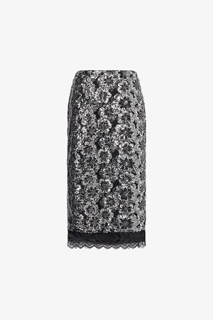 HUISHAN ZHANG Womens Leja Sequin-Embroidered Woven Midi Skirt 10