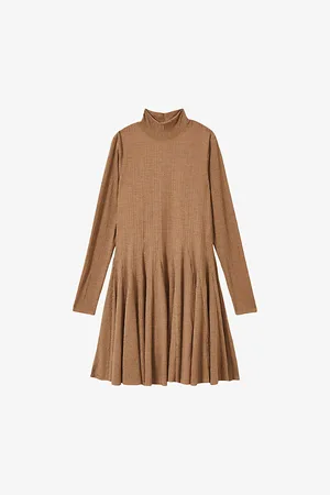 Reiss Womens Savannah Ribbed Flared Jersey Mini Dress 4