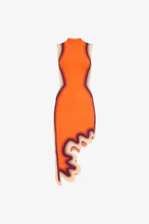 PH5 Womens Brooklyn Wavy Asymmetric Knitted Midi Dress Xs