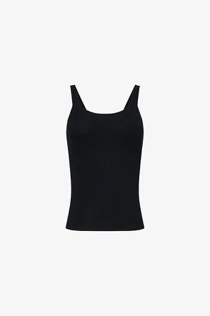 THEORY Womens Ribbed Shoulder-Straps Wool Top S
