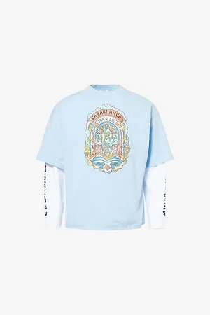 Casablanca Mens Double Layer Printed Relaxed-Fit Cotton-Jersey T-Shirt L