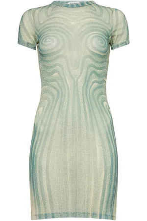 Jean Paul Gaultier Womens Spiral Short-Sleeves Woven Mini Dress S