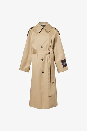 Jean Paul Gaultier Womens Belted Double-Collar Relaxed-Fit Cotton Trench Coat 10