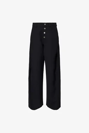 Jean Paul Gaultier Womens Sculptural Two-Slip-Pockets Wide-Leg High-Rise Woven Trousers 6