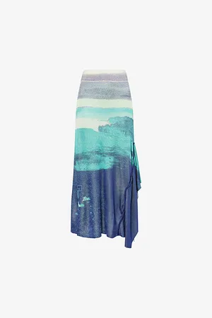 PH5 Womens Hoya Lake Print Rayon Knitted Midi Skirt Xs