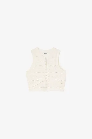 Sandro Womens Floral-Crochet Cropped Knitted Top 6
