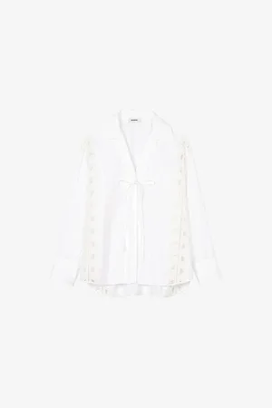 Sandro Womens Tie-Front Long-Sleeved Cotton Shirt 6