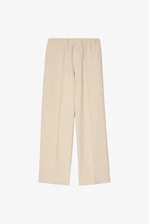 Sandro Mens Elasticated-Waist Wide-Leg Stretch-Woven Trousers M