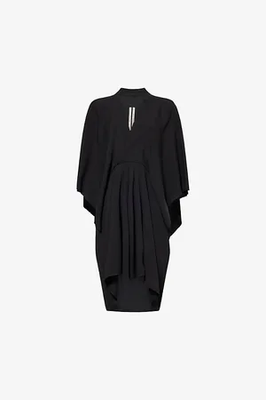Rick Owens Womens Half Moon V-Neck Woven-Blend Mini Dress 6