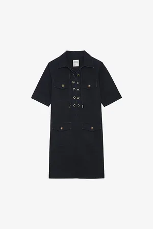 Zadig & Voltaire Womens Record Lace-Up Short-Sleeve Cotton Mini Dress S