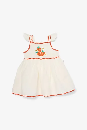 Stella McCartney Frilled Strawberry-Embroidery Linen-Cotton Blend Dress 6-36 Months 9 Months