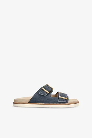 Brunello Cucinelli Mens Two-Strap Buckle-Embellished Canvas Sandals Eur 40 / 6 Uk Men