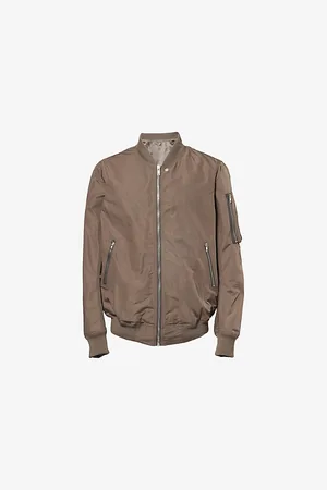 Rick Owens Mens Classic Flight Strap-Trim Woven Bomber Jacket 38