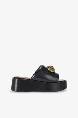 Kurt Geiger Womens Chelsea Eagle-Hardware Flatform Leather Sandals Eur 36 / 3 Uk Women