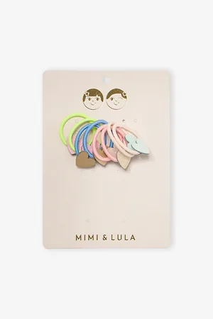 MIMI & LULA Heart-Embellished Mini Pack Of Eight Elasticated Hair Ties 1Size