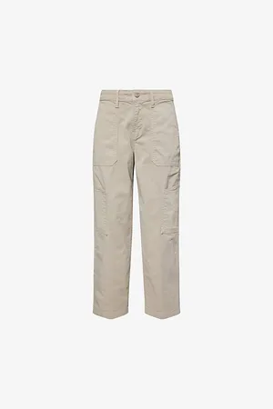 GOOD AMERICAN Womens Cargo Cropped-Length Cotton-Twill Trousers 6
