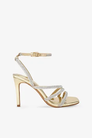Kurt Geiger Womens Savanna Metallic Embellished Heeled Sandals Eur 37 / 4 Uk Women