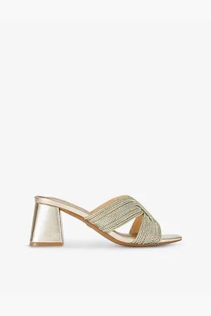 Kurt Geiger Womens Pose Crystal and Pearl-Embellished Woven Heeled Mules Eur 36 / 3 Uk Women