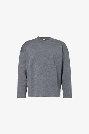 Loewe Mens Logo-Embroidered Relaxed-Fit Wool-Blend Jumper S